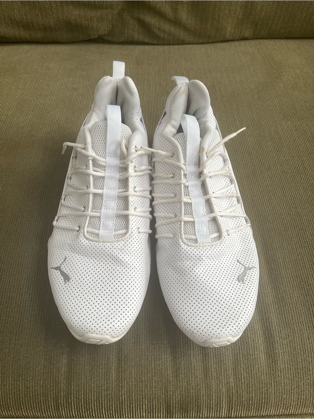 Puma Men's White Perforated Athletic Sneakers